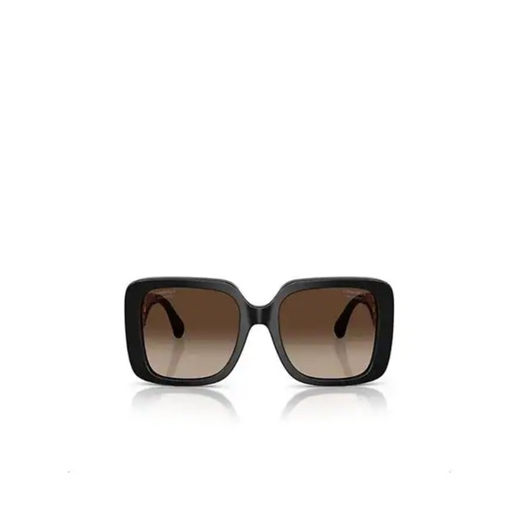 Unisex Chanel polarized Black and Gold square Sunglasses